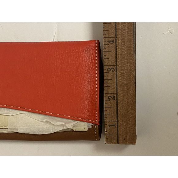 RELIC‎ Boho Style Faux Leather Brown Orange Checkbook Wallet Slots NWT - Picture 12 of 13
